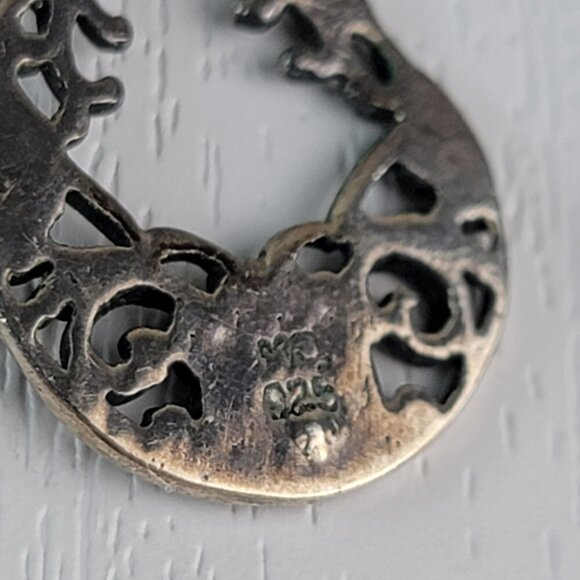 Vtg. Signed MO 925 Sterling Silver Marcasite Dangle Earrings 0.5" Pierced Hook - Picture 7 of 8